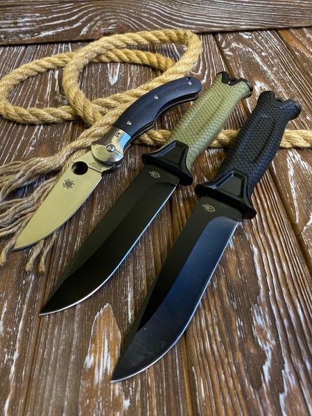 Набір тактичних туристичних ножів 3 шт Gerber + Spyderco (фіксовані та складаний ніж, для туризму, полювання, риболовлі) 1594 фото